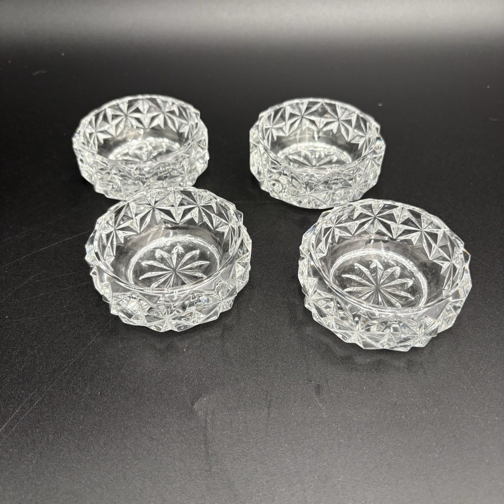 4  vintage Fostoria American Crystal individual‎ salt Cellars 2-1/2"